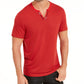 INC International Concepts Men's Striped Split Neck T-Shirt Red Size XX-Large