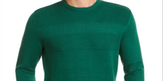 Club Room Men's Cotton Ribbed Trim Crewneck Sweater Green Size Medium