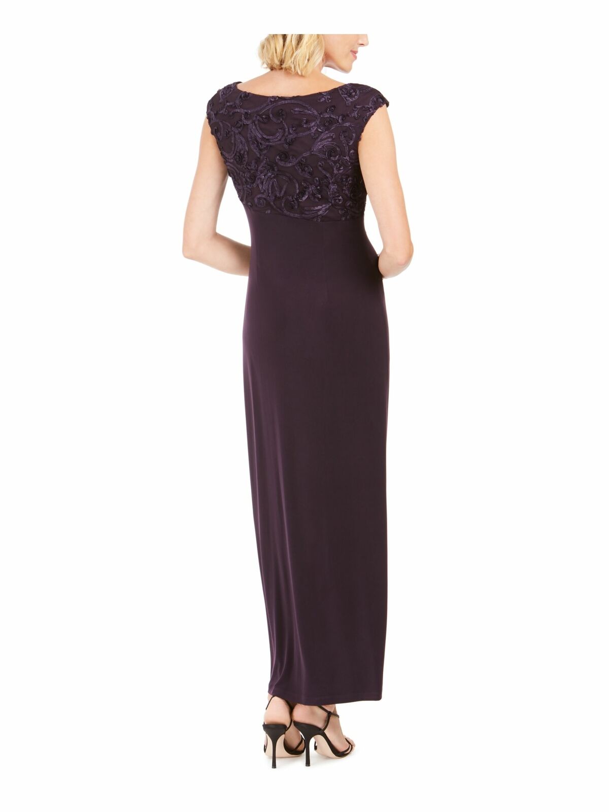 Connected Women's Soutache Faux Wrap Gown Purple Size 4P