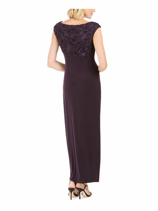 Connected Women's Soutache Faux Wrap Gown Purple Size 4P