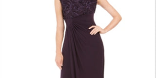 Connected Women's Soutache Faux Wrap Gown Purple Size 4P