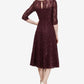SL Fashions Women's 3/4 Sleeve Sequin Lace Dress -Black Size 10