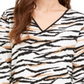 Alfani Women's V Neck Animal Print Top Black Size Large