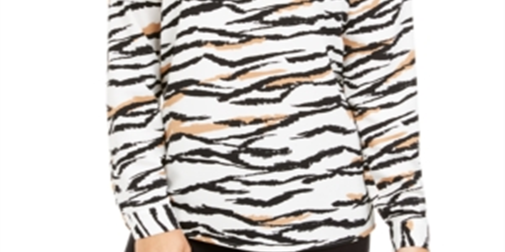 Alfani Women's V Neck Animal Print Top Black Size Large