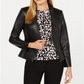 Calvin Klein Women's Asymmetrical Faux Leather Jacket Black Size 12