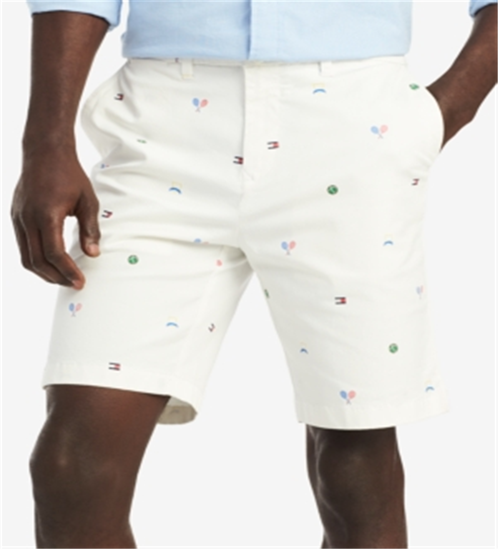 Tommy Hilfiger Men's Tennis Critter Graphic Shorts White Size 42
