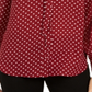 Charter Club Women's Polka Dot Cuffed Button up Top Red Size Large
