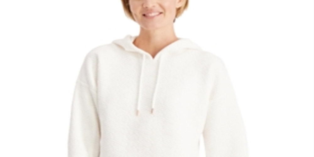 Ideology Women's Zip Hem chic Hoodie White Size XL