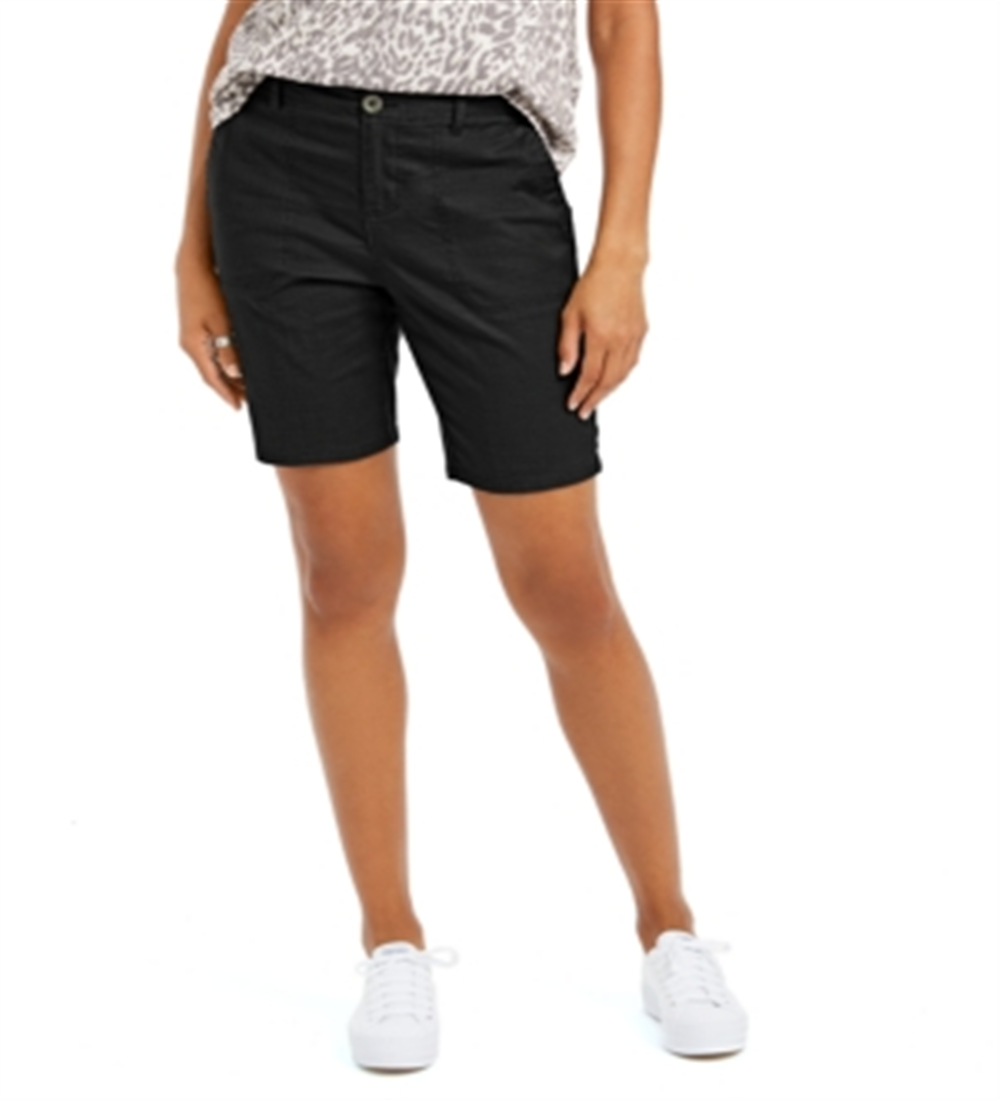 Style & Co Women's Bermuda classic coverage porkchop pocket Shorts Black Size 9