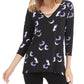 Alfani Women's V Neck Hi Low Tunic Top Black Size S