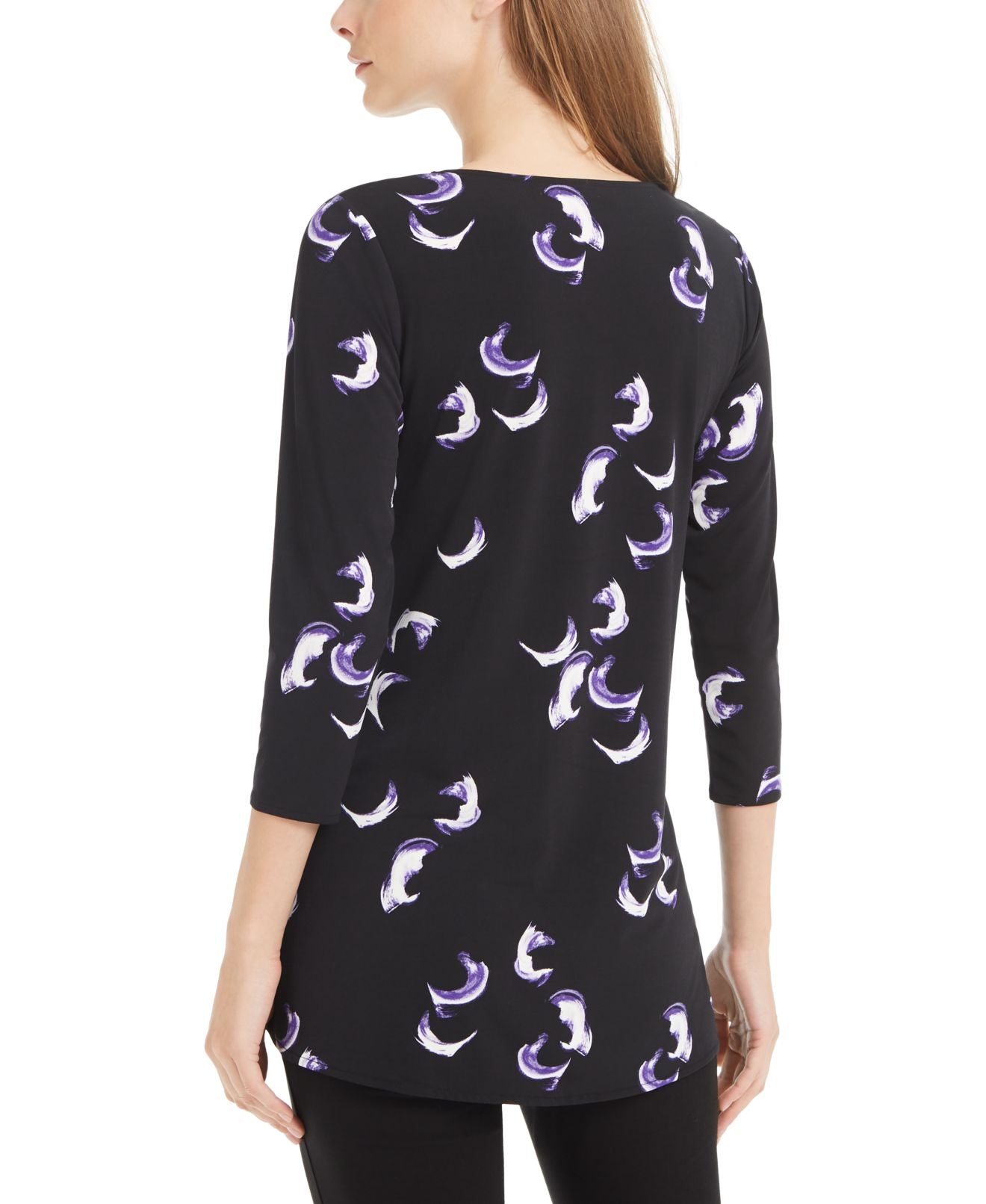 Alfani Women's V Neck Hi Low Tunic Top Black Size S