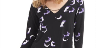 Alfani Women's V Neck Hi Low Tunic Top Black Size S