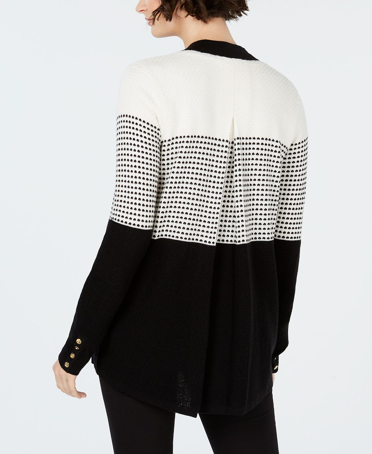 Charter Club Women's Colorblocked Cardigan Sweater Black Size X-Large