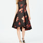 Calvin Klein Women's Metallic Print Fit & Flare Dress Black Size 14