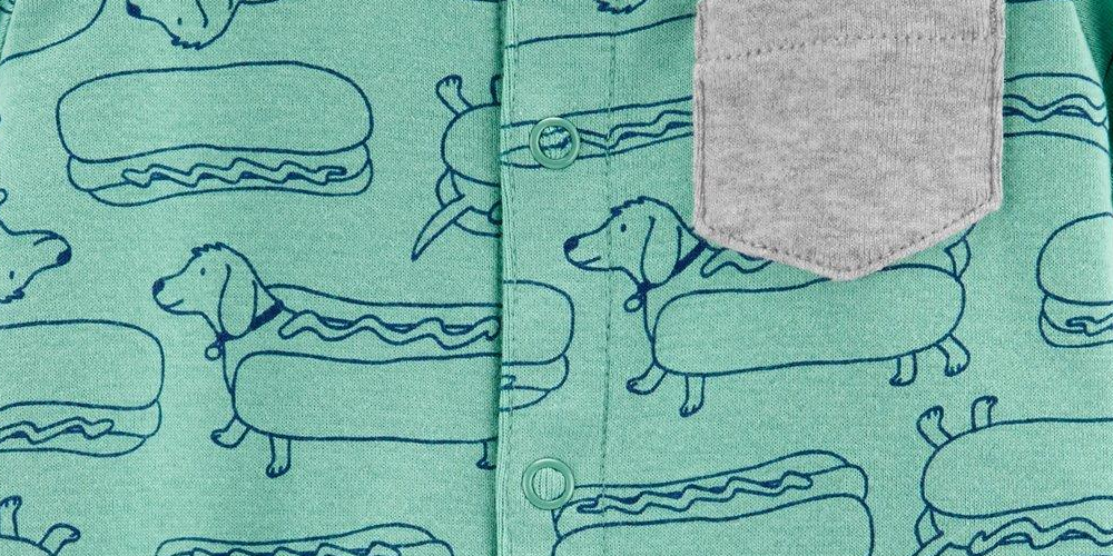 Carter's Baby Boys n Hot Dog Romper Print Green Size 8 Months