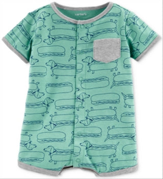 Carter's Baby Boys n Hot Dog Romper Print Green Size 8 Months