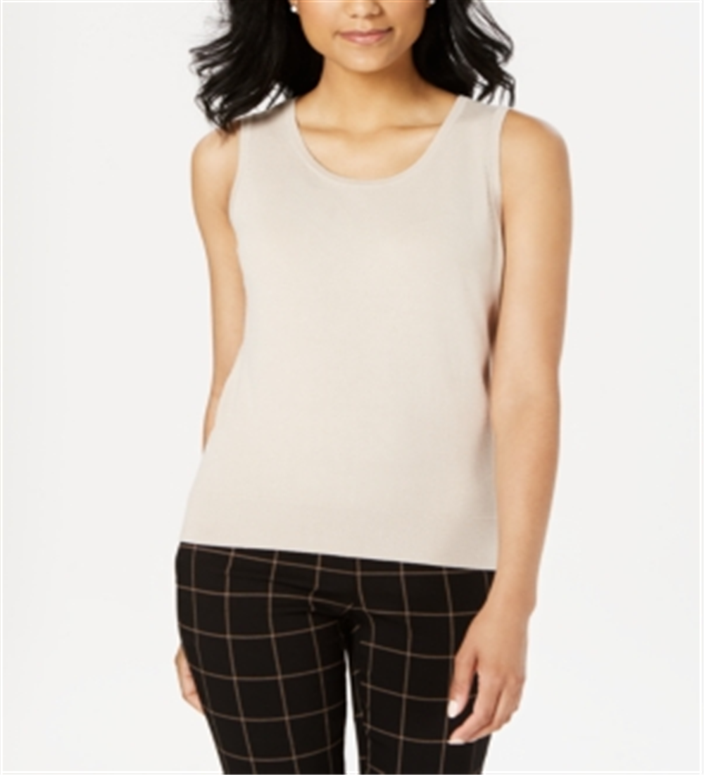 Charter Club Women's Sleeveless Crew Neck Sweater Brown Size X-Large
