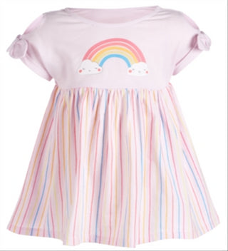 First Impressions Baby Girl's Rainbow Striped Cotton Dress Pink- Size 6-9