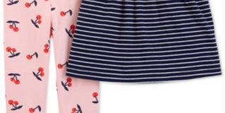 Carter's Baby Girl's Striped Cherry Print Leggings Set Blue Size 9