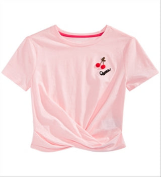 Epic Threads Big Girl's Cherry Twist Front T-Shirt Pink Size Large