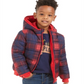 Epic Threads Little Boy's Plaid Reversible Water Resistant Hooded Puffer Jacket Red Size 7