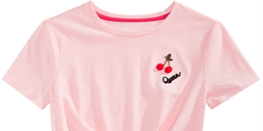Epic Threads Big Girl's Cherry Twist Front T-Shirt Pink Size Small