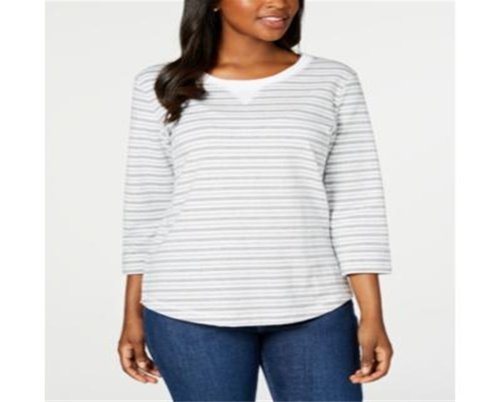 Karen Scott Women's Sport Zoe Sweatshirt Gray Size Large