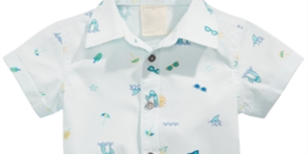 First Impressions Baby Boy's Beach Vibes Printed Cotton Shirt Blue Size 18 MOS
