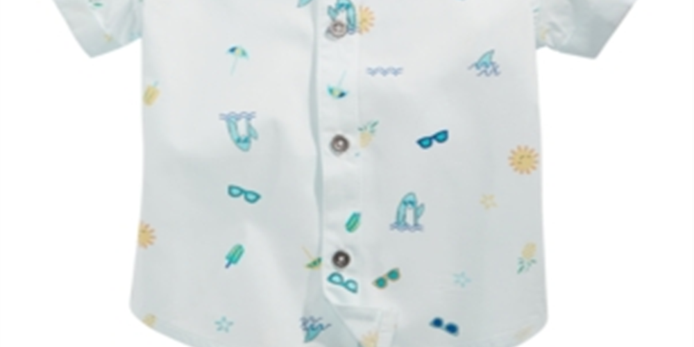 First Impressions Baby Boy's Beach Vibes Printed Cotton Shirt Blue Size 18 MOS