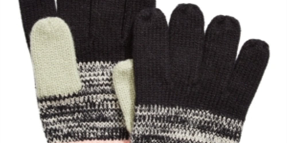 UGG Women's Knit Color Block Marled Gloves Black One Size