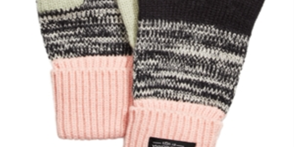 UGG Women's Knit Color Block Marled Gloves Black One Size