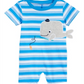 First Impressions Baby Boy's Striped Whale Cotton Romper Blue Size 0-3 MOS