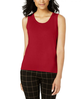 Charter Club Women's Sleeveless Crew Neck Sweater Red Size X-Small