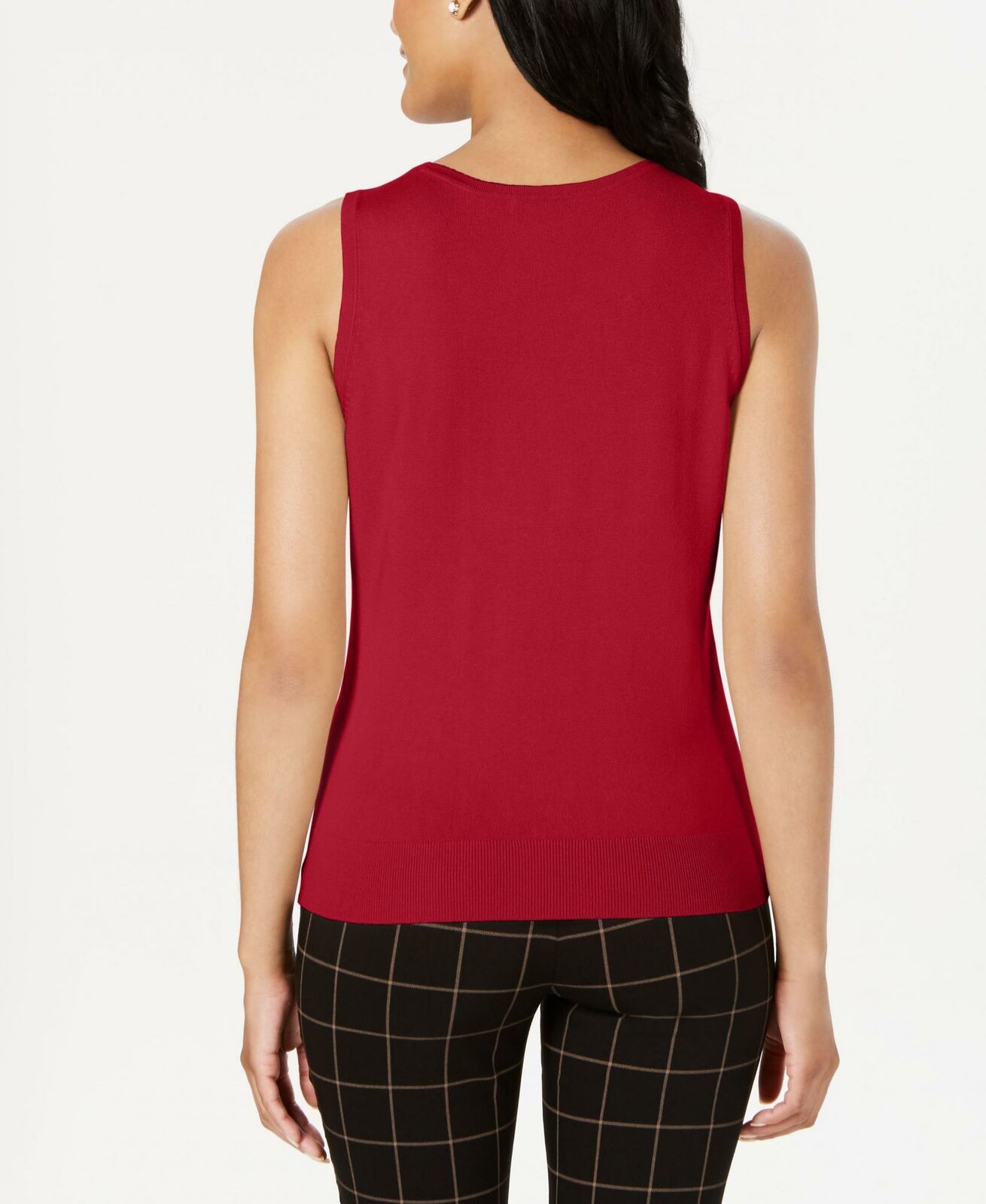 Charter Club Women's Sleeveless Crew Neck Sweater Red Size X-Small