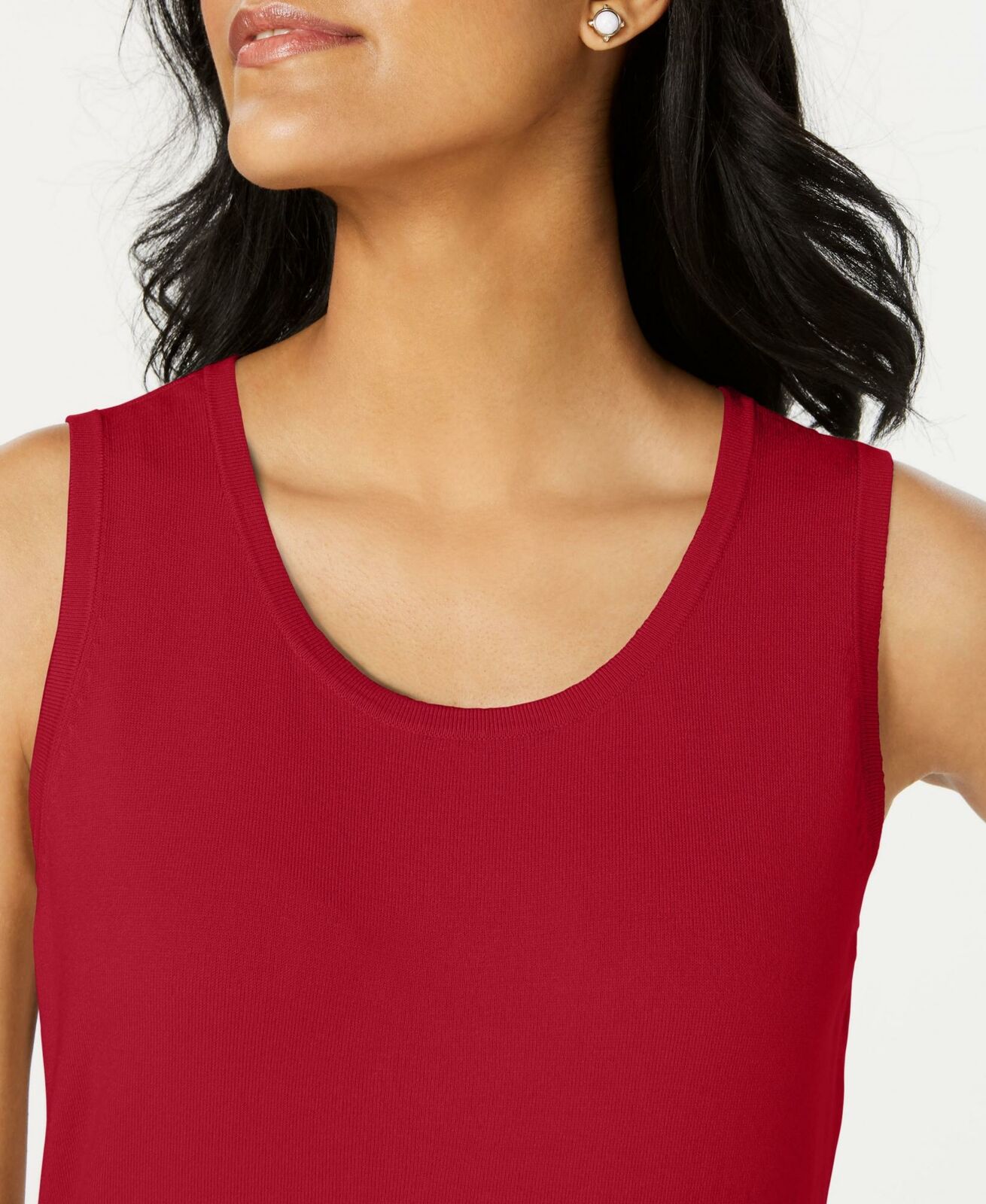 Charter Club Women's Sleeveless Crew Neck Sweater Red Size X-Small