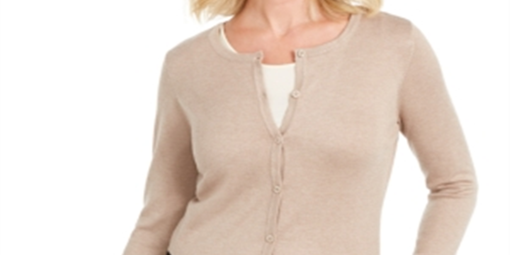 Karen Scott Women's Colorblocked Hem Cardigan Brown Size Petite XL