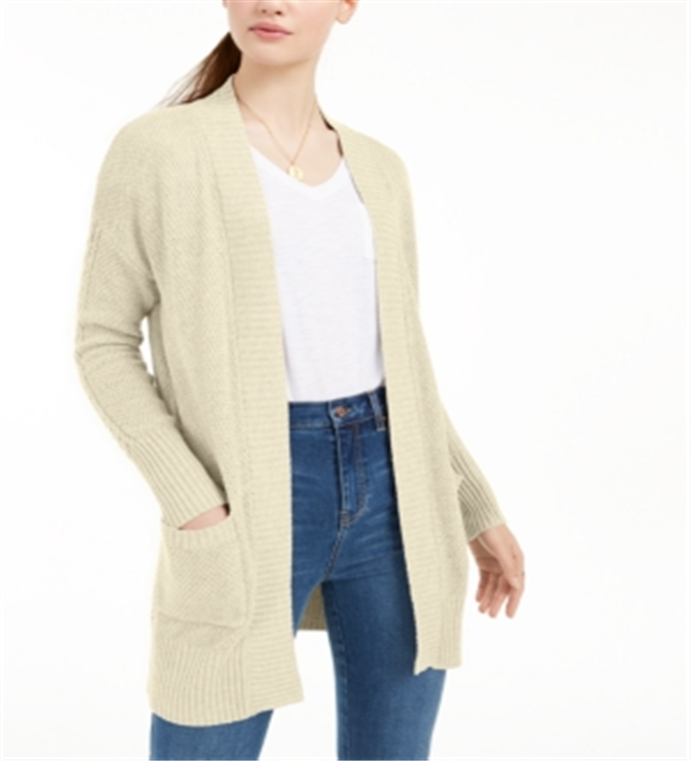 Pink Rose Junior's Seed Stitch Long Cardigan Brown Size Medium