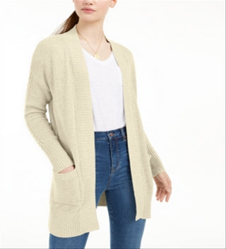 Pink Rose Junior's Seed Stitch Long Cardigan Brown Size Medium