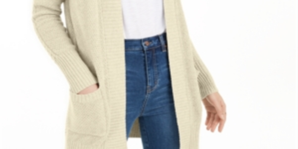 Pink Rose Junior's Seed Stitch Long Cardigan Brown Size Medium