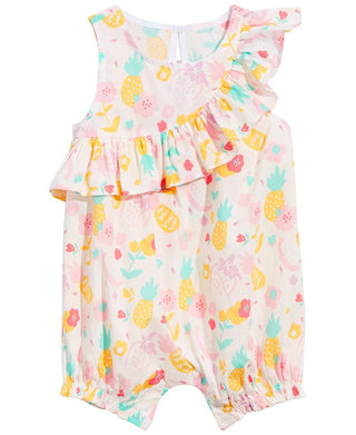 First Impressions Baby Girl's Tropical Fruit Print Cotton Romper White Size 3-6MOS