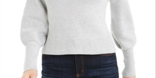 Bar III Women's Ribbed Cropped Mock Sweater Gray Size Small