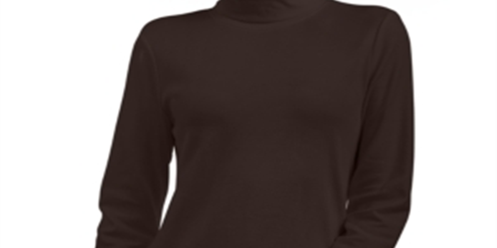 Karen Scott Women's Cotton Turtleneck Top Brown Size -Petite XL