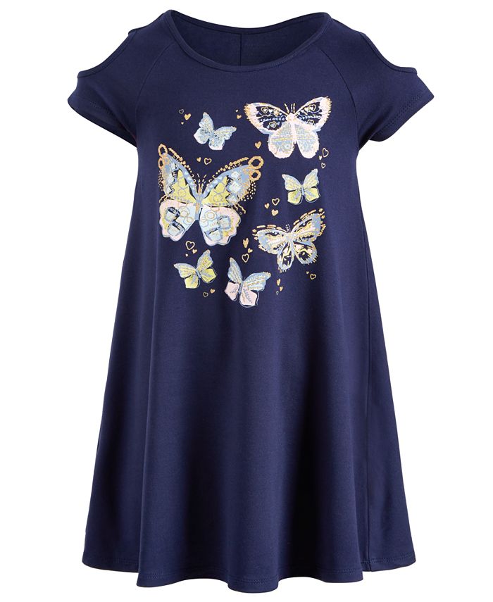 Epic Threads Toddler Girl's Butterfly Cold Shoulder Dress Blue Size 2T