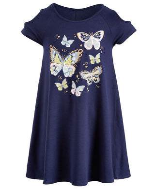 Epic Threads Toddler Girl's Butterfly Cold Shoulder Dress Blue Size 2T