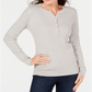 Karen Scott Women's Cotton Cable Knit Henley Sweater Gray Size -Petite S
