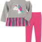 Kids Headquarters Baby Girl's 2 Pc Long Sleeve Unicorn Tunic & Leggings Set Gray Size 6-9MOS