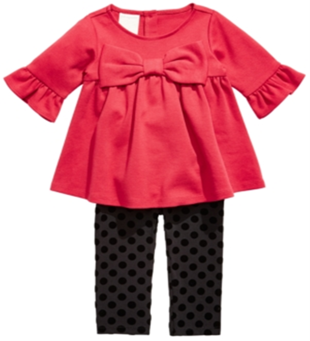 First Impressions Baby Girl's 2 Pc Ponte Knit Tunic & Printed Leggings Set Red Size 24 Months