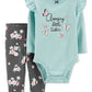 Carter's Girl's 'Little Sister' Ruffle Bodysuit & Floral Leggings Teal Size 12 Months