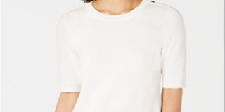 Charter Club Women's Elbow Sleeve Sweater Pearl White Size Petite XL