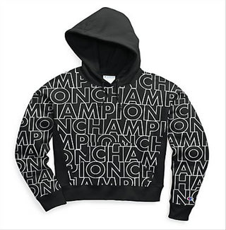 Champion Women's Reverse Weave All Over Print Pullover Hoodie Black Size X-Small